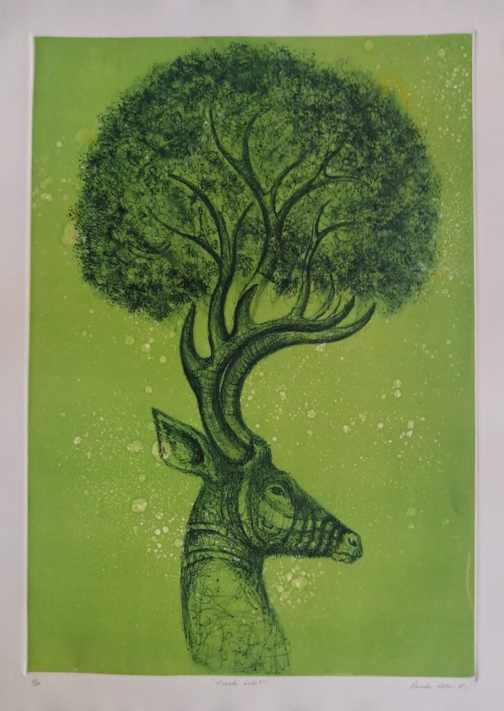 "Venado árbol"  | Tomás Pineda  | Grabado sobre metal 67 x 46 cm