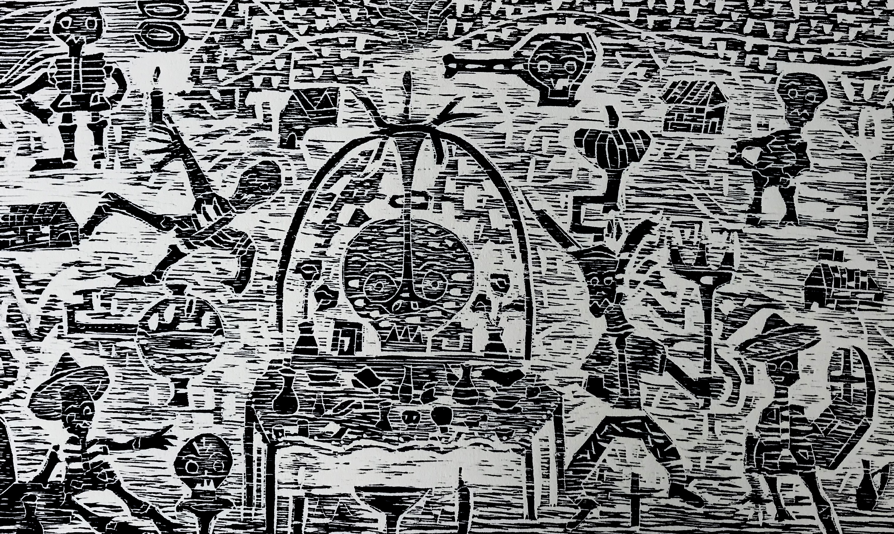 "Altar de muertos"  |  Saúl Vásquez  | Xilografía Impresión 28 x 46 cm Papel 38 x 56 cm  