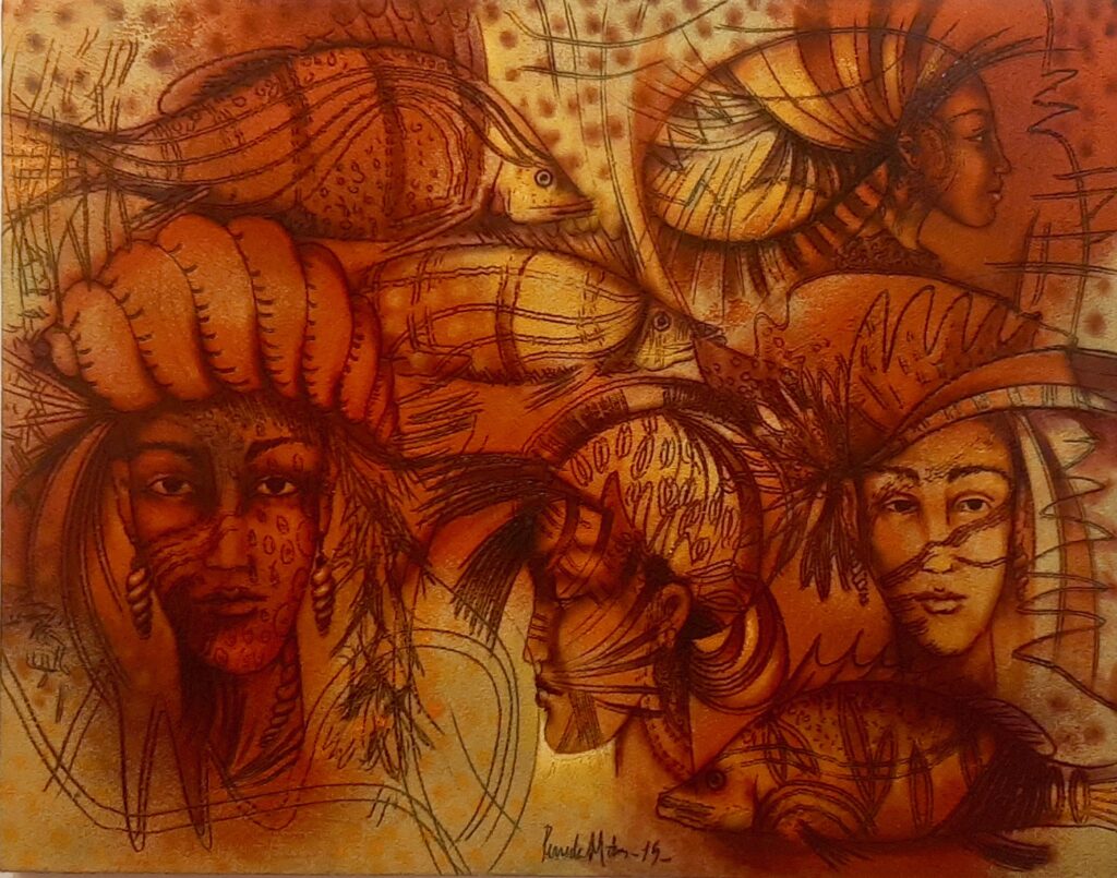 "Entre el mar y los caracoles"  |  Tomás Pineda  |   Óleo sobre tela 1110 x 140 cm