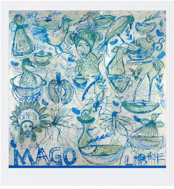 "Apuntes en azul"  | Amador Montes |  Grabado en agua fuente y aguatinta al azucar  Impresión 50 x 50 cm  Papel 76 x 72 cm
