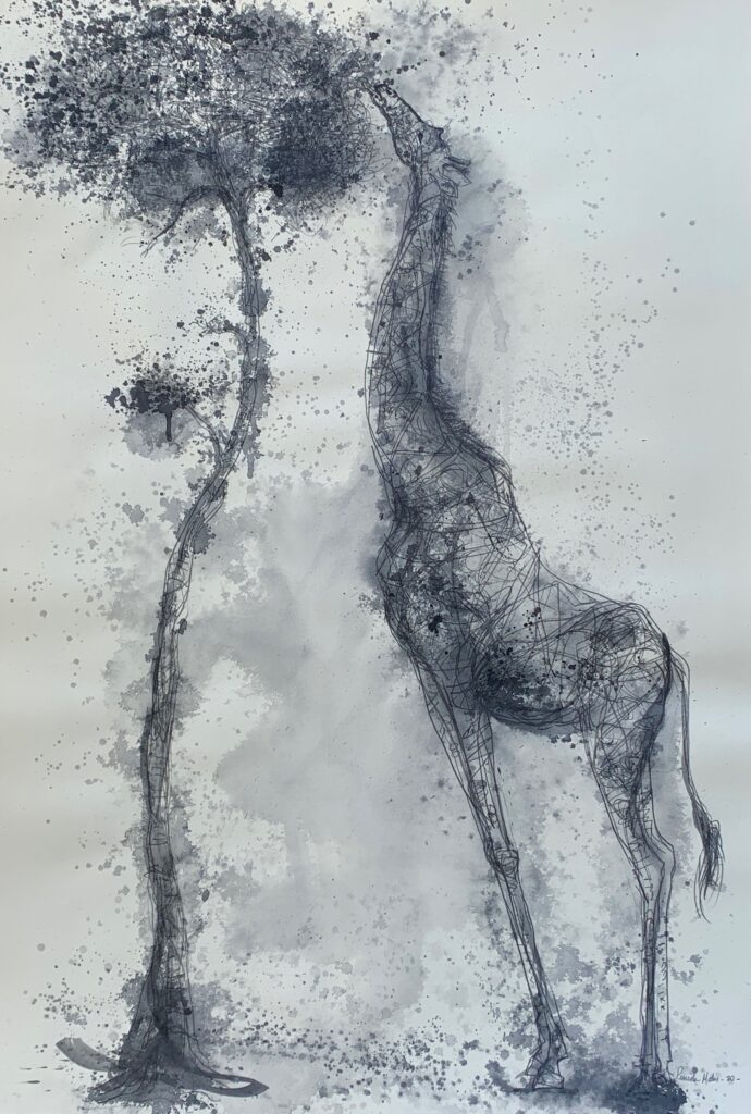 Tomas Pineda Matus	
La jirafa	
Acrílico sobre papel	
112 x 76  cm